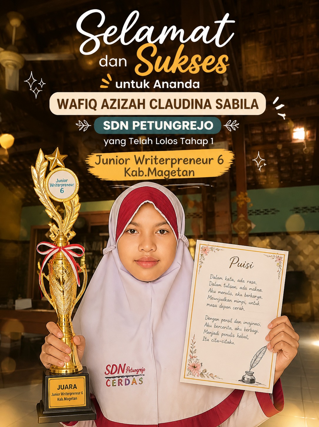 Juara 2 Junior Writerpreneur Kabupaten Magetan